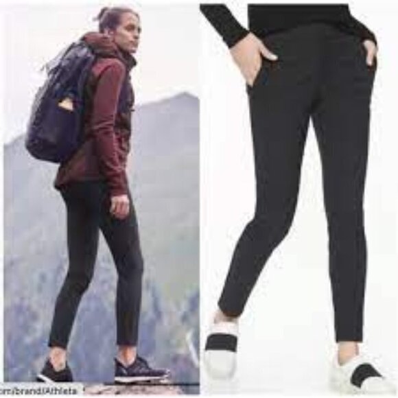 Athleta Wander Stash Skinny Black Stretchy Zipper Pockets High Rise 6 Ankle Pant - Picture 1 of 8